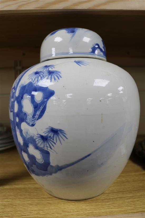 A Chinese blue and white jar and cover, 19th century